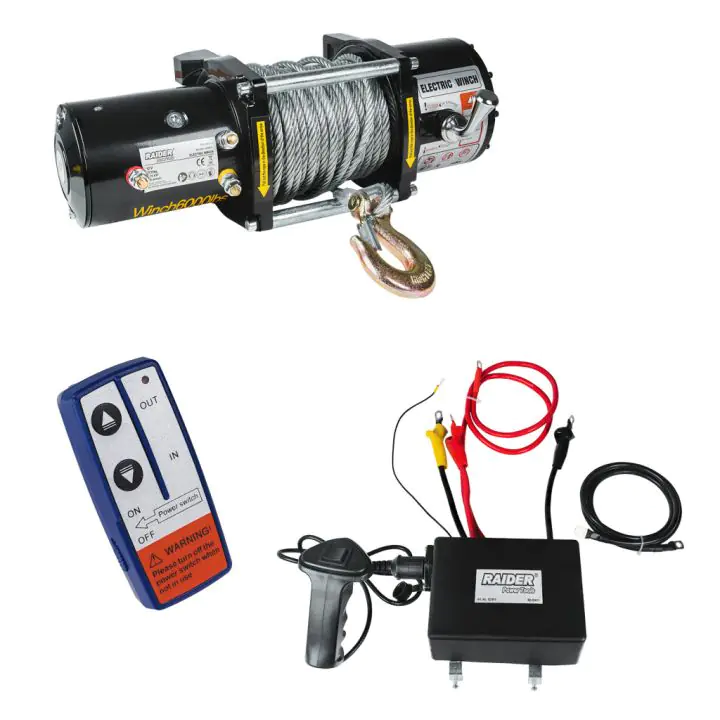 Автолебедка 12V 2722kg 6000lbs 2.76 kW Ø7.2mm 24m RAIDER RD-EW11, (35930375)