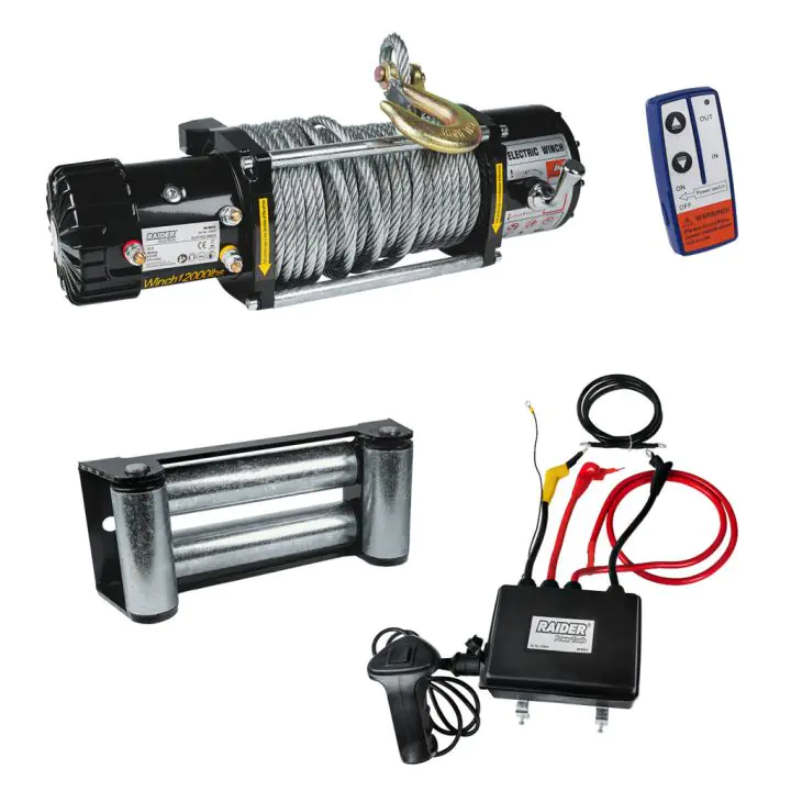 Автолебедка 12V 5443kg 12000lbs 4.5 kW Ø9.5mm 29m RAIDER RD-EW12, (35930376)