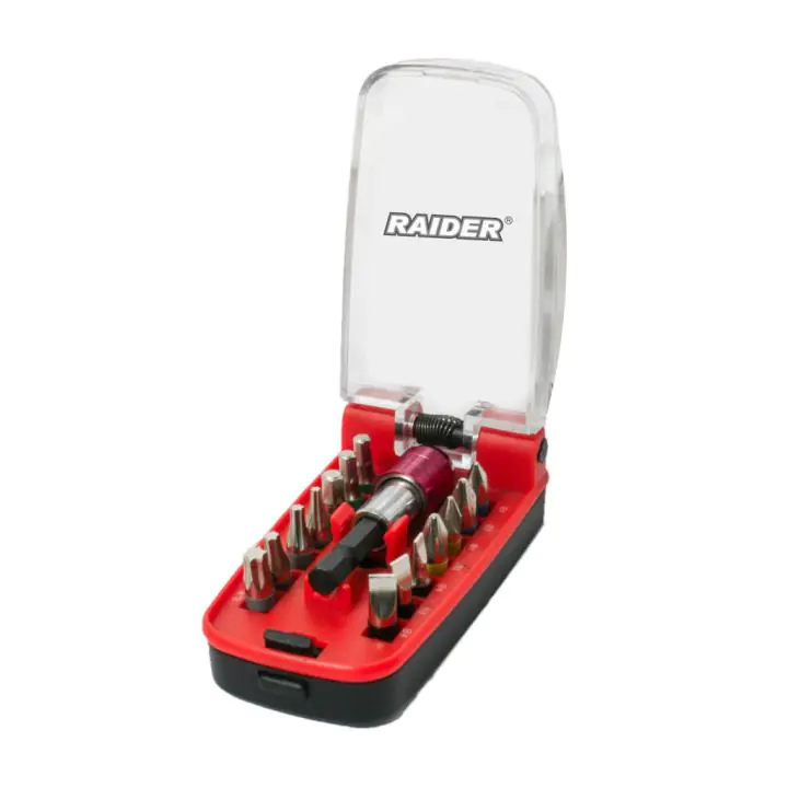 Накрайници и магн. държач бърз захват 1/4" 15 бр. к-т RAIDER, (35925679)