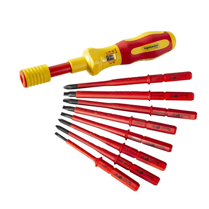 Отвертка изолирана с накрайници динамометрична к-т 9бр Topmaster Professional, (35926062)