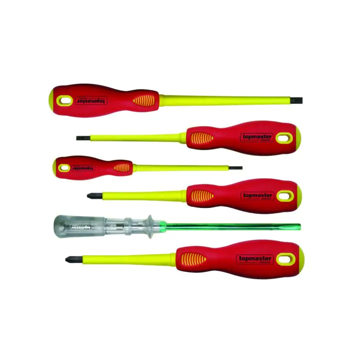 Отвертки изолир. 1000V права и кръст. к-т 6бр Topmaster Professional, (35926070)