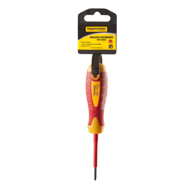 Отвертка изолир. 1000V кръст. Ph0x 60mm CR-V Topmaster Professional, (35926074)