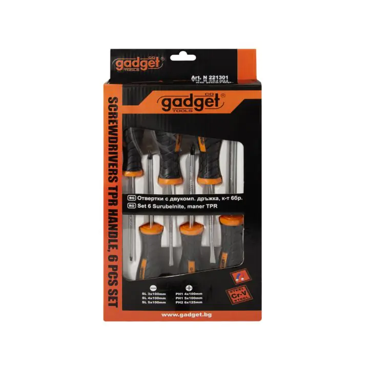 Отвертки с двукомпонентна дръжка к-т 6бр. GADGET, (35926095)