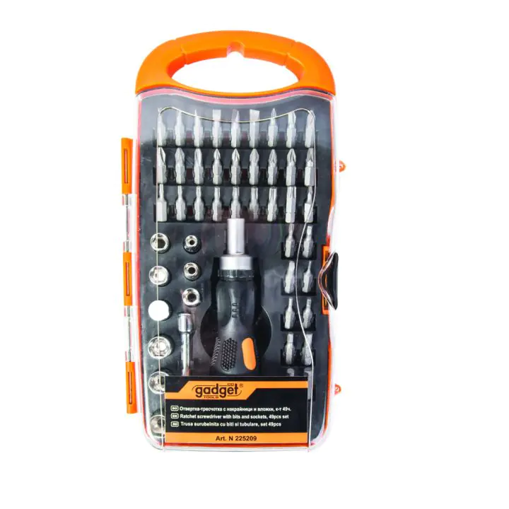 Отвертка-тресчотка с накрайници и вложки к-т 49 части GADGET, (35926222)