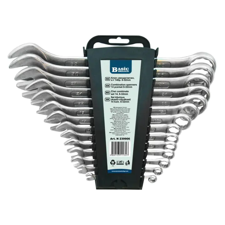 Ключ звездогаечен к-т 14бр 6-32mm на стойка Basic Skillco, (35926515)