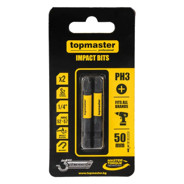 Накрайници ударни 50мм PH3, 2 бр. Topmaster Professional, (35930179)