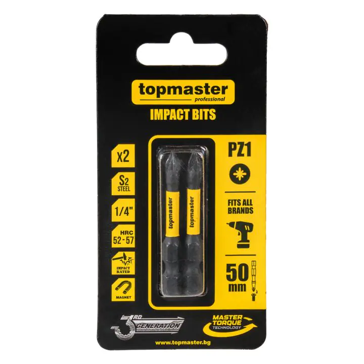 Накрайници ударни 50мм PZ1, 2 бр. Topmaster Professional, (35930180)