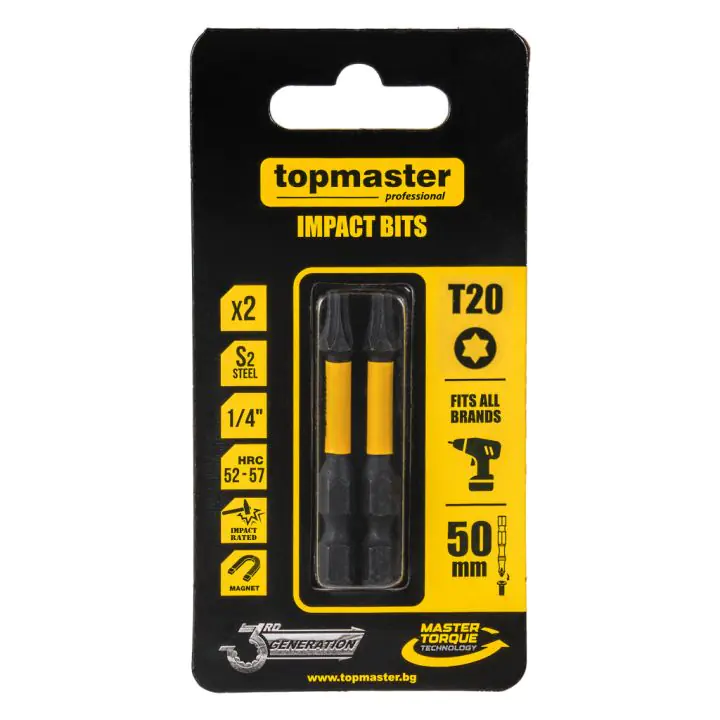 Накрайници ударни 50мм TX20, 2 бр. Topmaster Professional, (35930184)