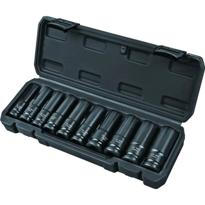 Вложки ударни удължени 1/2"Dr сет 10бр 10-24mm Cr-Mo Topmaster Professional, (35927613)