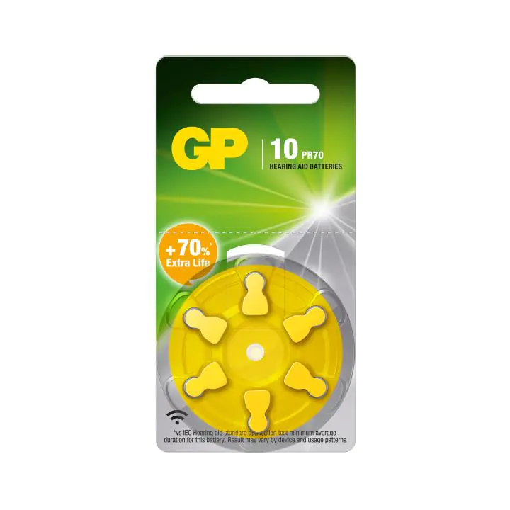 Батерия цинково въздушна GP ZA10 6 бр. бутонни за слухов апарат в блистер, (35932549)