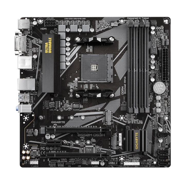 Дънна платка GIGABYTE B550M DS3H, Socket AM4, 4 x DDR4, (35934029)