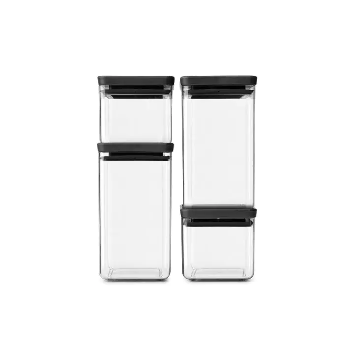 Комплект буркани Brabantia Tasty+ (2х0.7L и 2x1.6L), 4 броя ,Dark Grey Lid, (35941596)