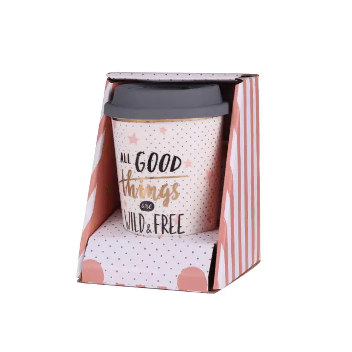 Чаша за чай и мляко 350ml, със силиконов капак, (35941652)