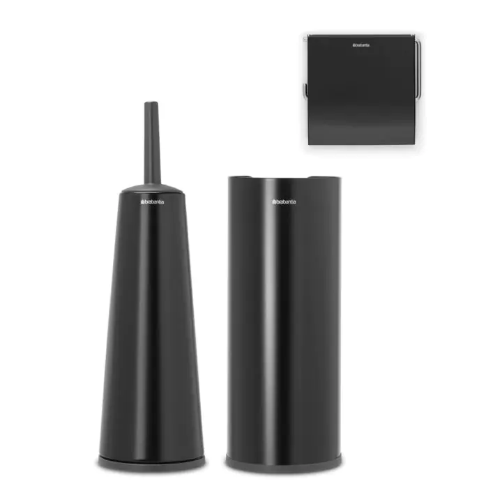 Комплект аксесоари за тоалетна Brabantia ReNew Matt Black 3 части, (35941978)