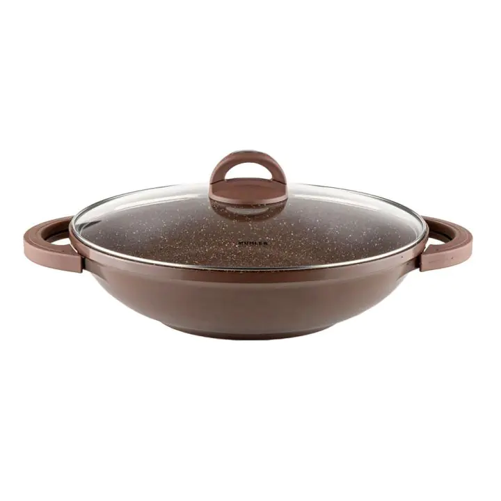 Тиган уок с капак Muhler Mia MR-3285M 32x8.5cm, 3.8L, шоколад, лят алуминий, (35942152)