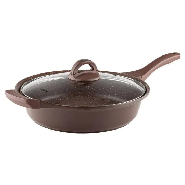 Тиган дълбок с капак Muhler Mia MR-2807M 28x7cm, 2.8L, шоколад, лят алуминий, (35942154)