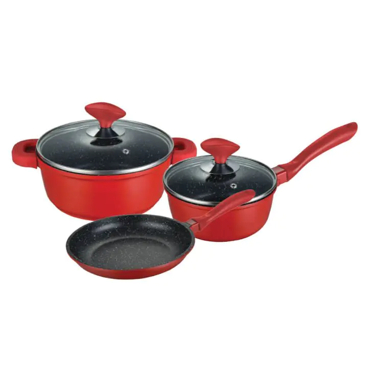 Комплект съдове за готвене Muhler Kara MR-5048S NEW 5 части, червени, лят алуминий, (35942238)