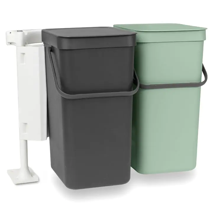 Кош за смет за разделно събиране Brabantia Sort&Go 2x16L, Dark Grey & Jade Green, (35942422)