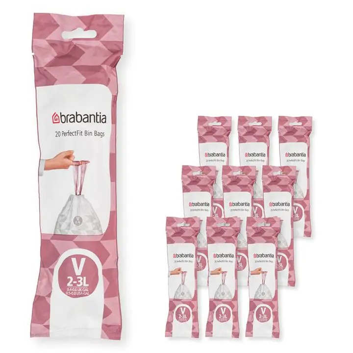 Торба за кош Brabantia PerfectFit NewIcon размер V, 3L, 200 броя, кутия, (35942458)