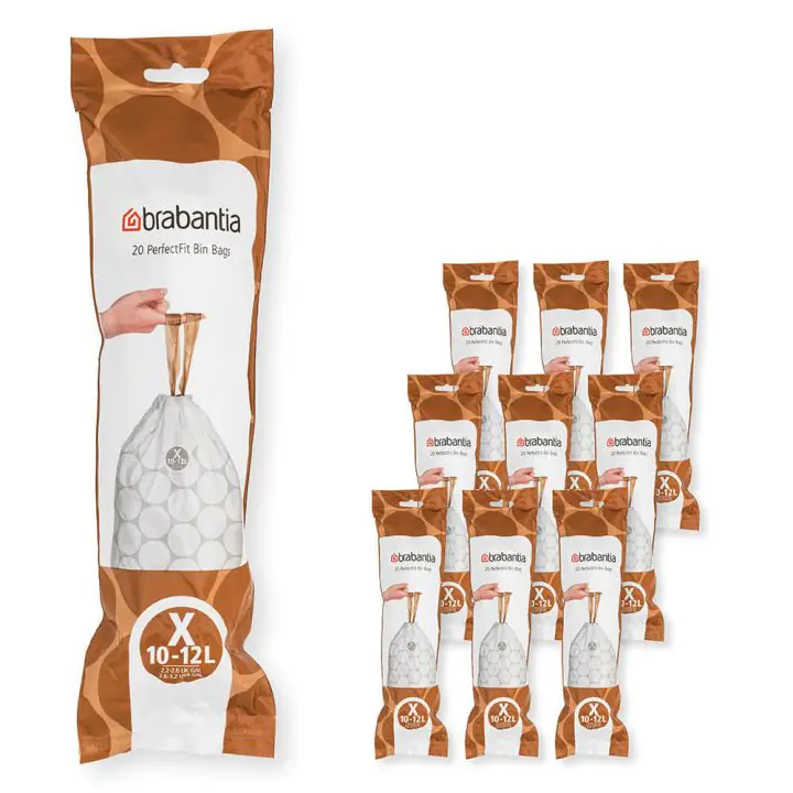 Торба за кош Brabantia PerfectFit NewIcon/Bo размер X, 10-12L, 200 броя, кутия, (35942460)