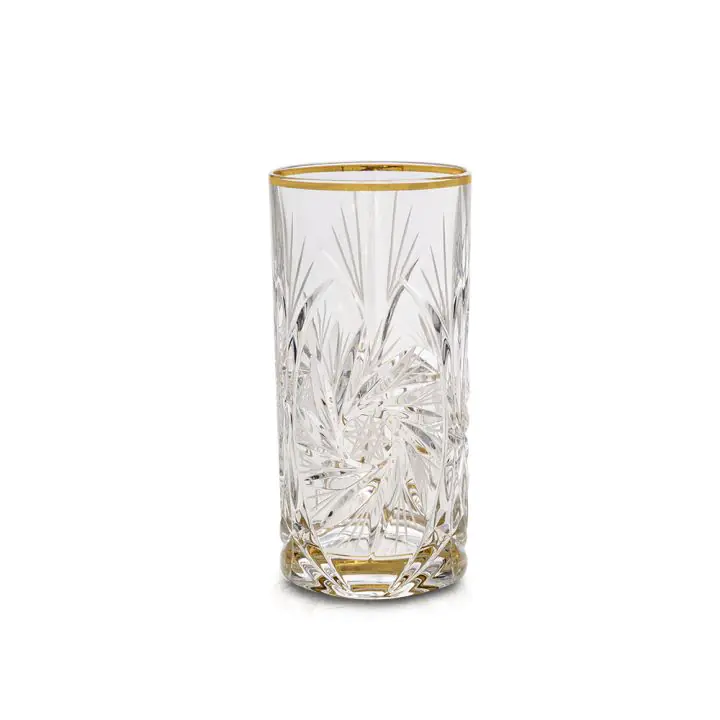 Чаша за вода Bohemia 1845 Pinwheel Matt Cut and Gold 370ml, 6 броя, (35946778)