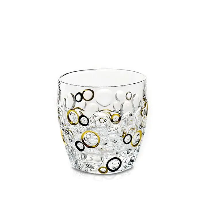 Чаша за уиски Bohemia 1845 Lisboa Gold and Black Circles 350ml, 6 броя, (35942555)