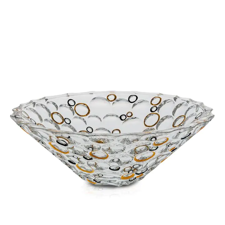 Купа Bohemia 1845 Lisboa Gold and Black Circles Ø30cm, (35942557)