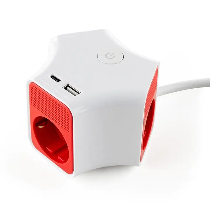 Разклонител Muhler с ключ, 3 гн., +2X USB порта тип А+C, с опция за монтаж, (35942647)