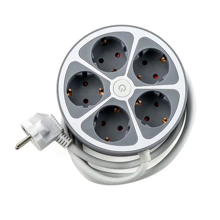 Разклонител кръг Muhler с ключ, 5 гн, 1.5mm2, 1.5m дължина, (35942662)