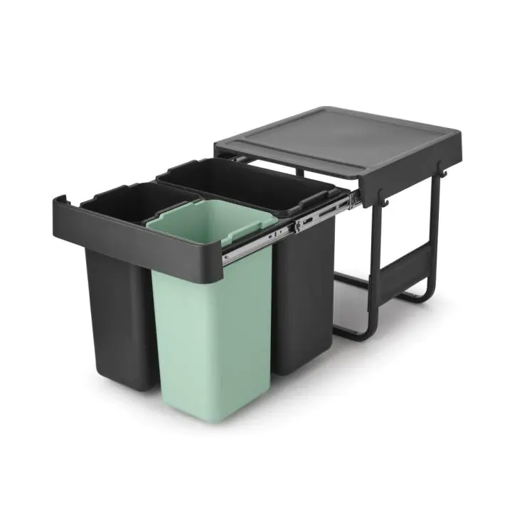 Кош за смет за разделно събиране Brabantia Sort&Go 2x10L+20L, Dark Grey & Jade Green, (35946811)