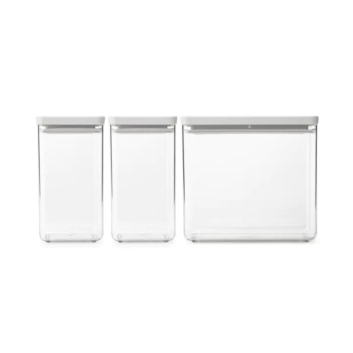 Кутии за съхранение на продукти комплект Brabantia Tasty+ Stackable 2x1.6L+1x3.5L Light Grey, (35943341)