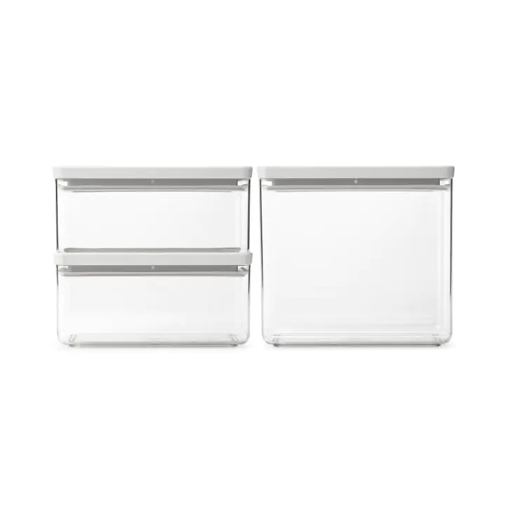 Кутии за съхранение на продукти комплект Brabantia Tasty+ Stackable 2x1.5L+1x3.5L Light Grey, (35943342)
