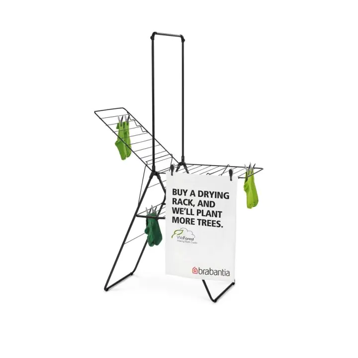 Сушилник за дрехи Brabantia Hangon 20m с допълнителен прът, Matt Black, (35943679)