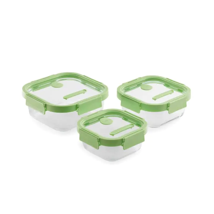 Комплект квадратни кутии за съхранение Lekue 3 броя, с четиристранно затваряне, (35943727)