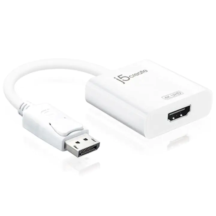 Адаптер j5create JDA158, DisplayPort мъжко - HDMI женско, 4K, Бял, (35936676)