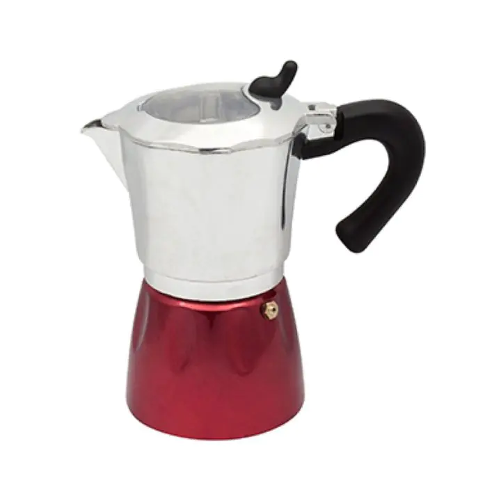 Кубинска кафеварка ZEPHYR ZP 1173 J6, 6 чаши, 360 мл, Предпазен клапан, Червен/сребрист, (18450)