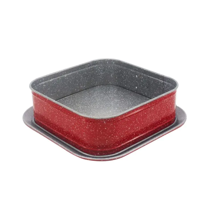 Форма за торта с падащо дъно ZEPHYR ZP 1223 EHS, 27x27x7 см, Мраморно покритие, Червен, (18741)