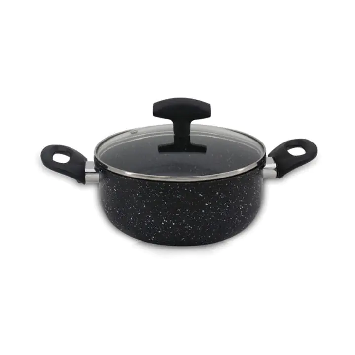 Тенджера с капак SAPIR SP 1318 VM22, 2.8 литра, 22x8.5 см, Мраморно покритие, Индукция, Черен, (18176)