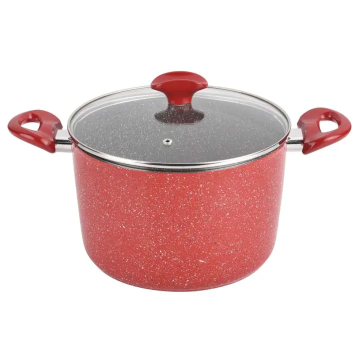 Дълбока тенджера с капак ZEPHYR Red Passion ZP 4418 E24D, 5.9 литра, 24х15.5 см, Мраморно покритие, Индукция, Червен, (18208)