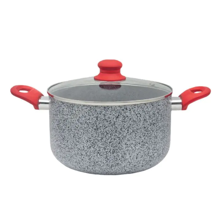 Дълбока тенджера с капак ZEPHYR Actual line ZP 1318 NM26D, 7 литра, 26х14.5 см, Мраморно-керамично покритие, Индукция, Сив/червен, (18214)