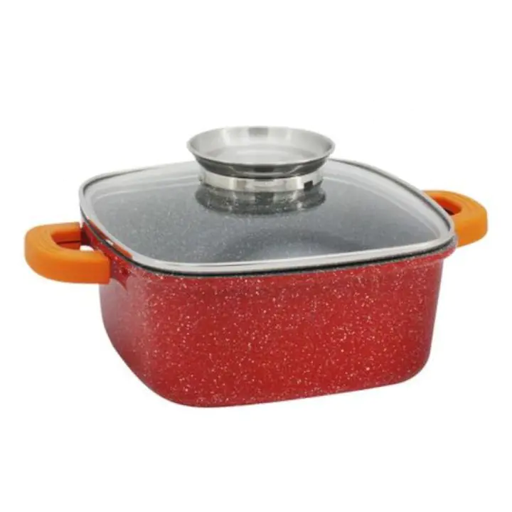 Тенджера с дозатор за мазнина ZEPHYR Red Passion ZP 4323 EM28A, 6.5 литра, 28х28 см, Ръкохватки, Мраморно покритие, Индукция, Червен, (18238)