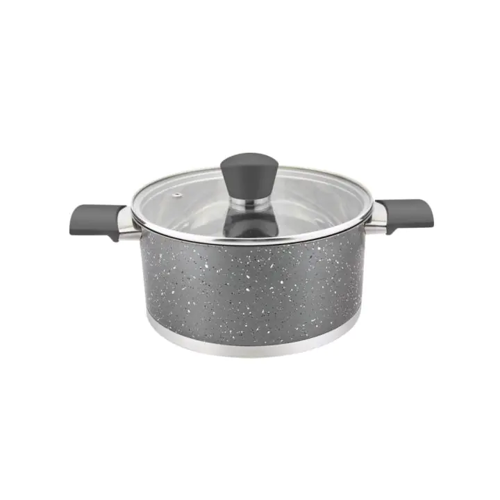 Тенджера с капак ZEPHYR ZP 1210 SBM16, 2 литра, 16х10.5 см, Многослойно дъно, Инокс, Сив мрамор, (18178)