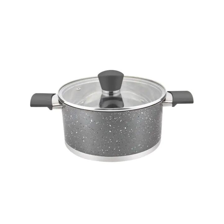 Тенджера с капак ZEPHYR ZP 1210 SBM18, 2.7 литра, 18х11.5 см, Многослойно дъно, Инокс, Сив мрамор, (18179)