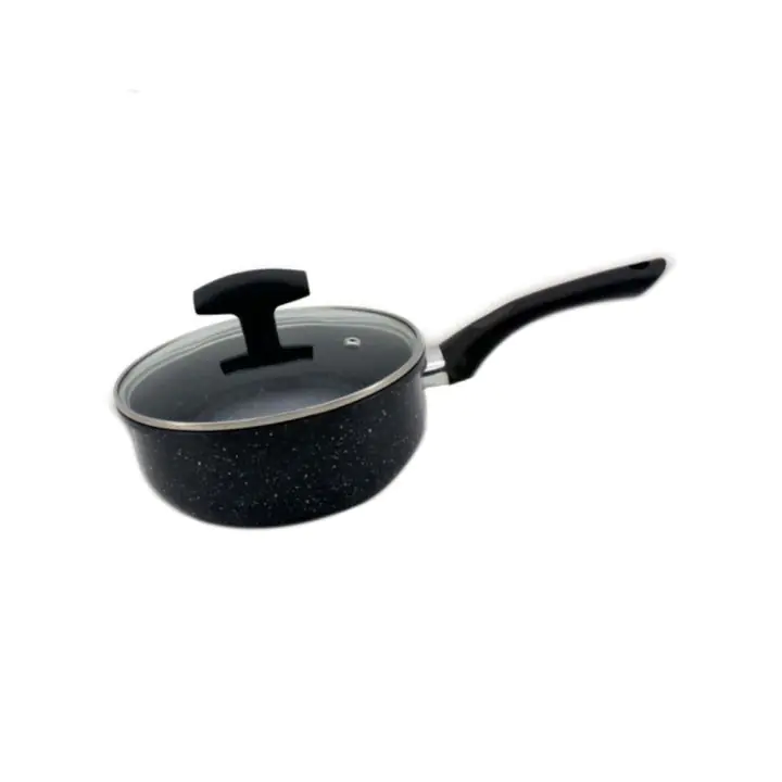 Касерола с капак SAPIR SP 1321 VM18, 1.8 литра, 18х8 см, Мраморно покритие, Индукция, Черен, (18340)