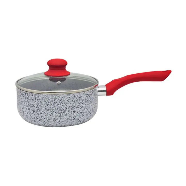 Касерола с капак ZEPHYR Actual line ZP 1321 NM20, 2 литра, 20х9 см, Мраморно-керамично покритие, Индукция, Сив/червен, (18352)