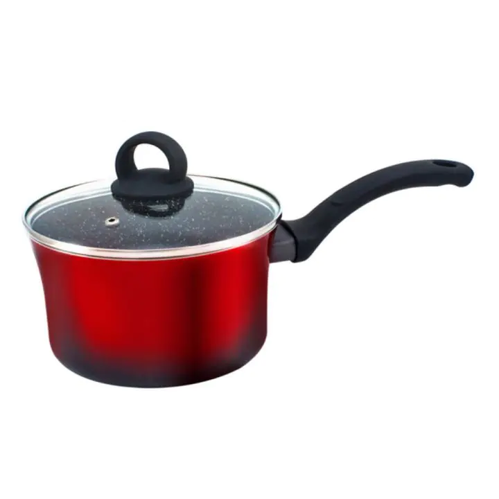 Касерола с капак ZEPHYR ZP 4421 T18, 2.2 литра, 18х11 см, Мраморно покритие, Индукция, Червен/черен, (18357)