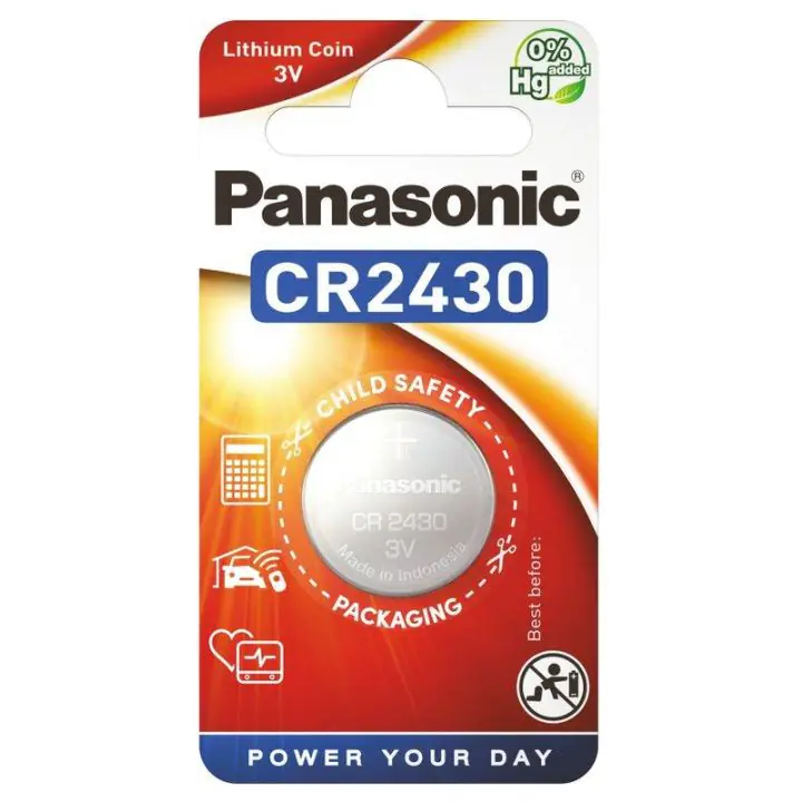 Бутонна батерия литиева PANASONIC CR2430, 3V, 1 бр. в блистер, цена за 1 бр., (35936627)