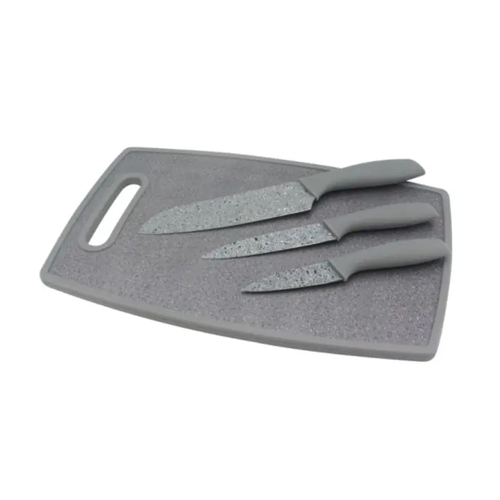 Комплект ножове 3 броя и дъска за рязане ZEPHYR ZP 1633 C3B, Сив, (18142)