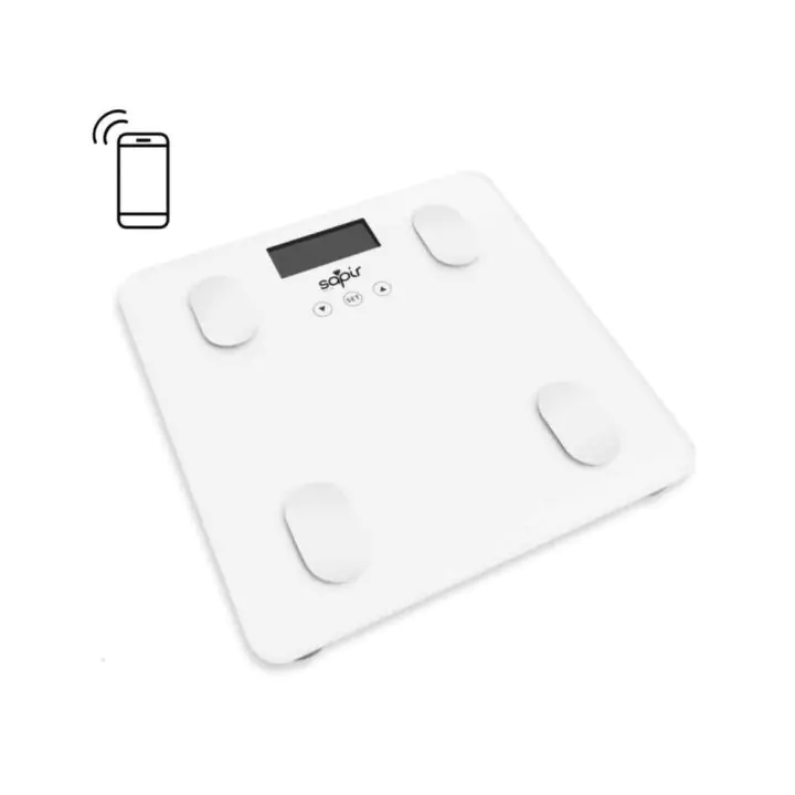 Дигитален кантар-анализатор SAPIR SP 1650 AB, 180 кг, Измерване на мускулна маса, мазнини, вода, кости и BMI, Бял, (18334)