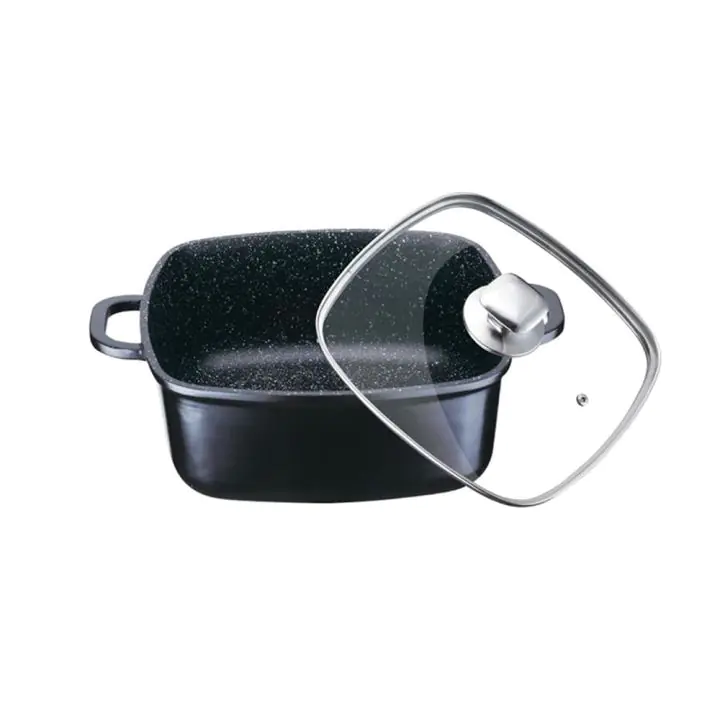 Тенджера с капак PETERHOF PH 15830-28, 28 см, 6.3 литра, покритие Granite, Черен, (18632)